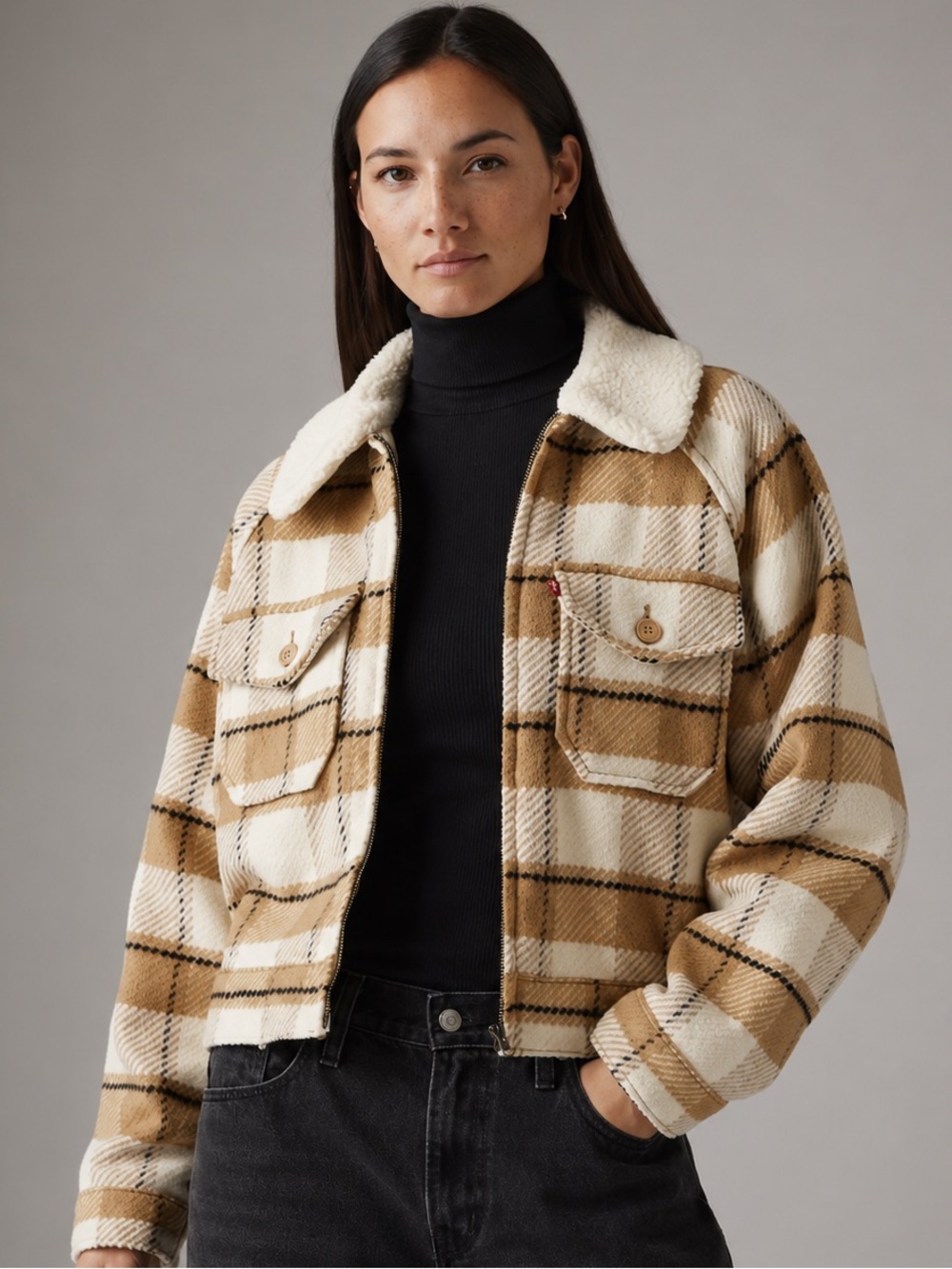 Levi's Shrunken 90s Flannel Jacket Plaid XS NWT
